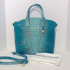 Brahmin Turquoise Large Duxbury Satchel Handbag Bag NWT